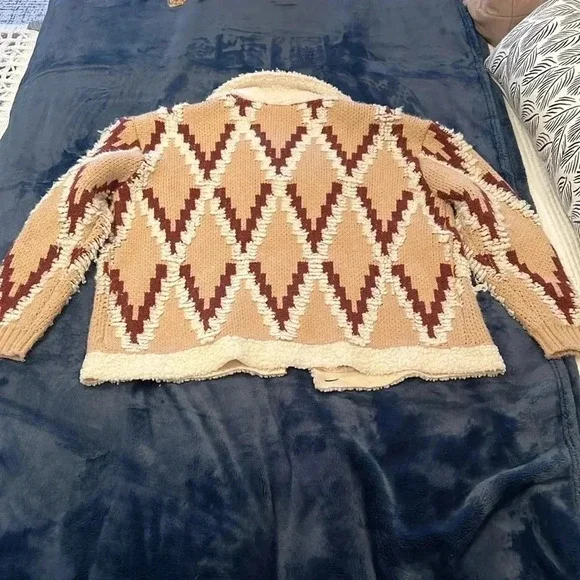 Sweeney Sherpa TrimVici Collection Jacket Sweater with Buttons women size small - Picture 8 of 11